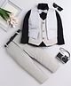 Fourfolds Cotton Blend Woven Chevron Printed 3 Piece Party Suit With Bow Set - Green
