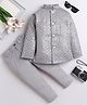 Fourfolds Woven Full Sleeves Sequins Embellished Jodhpuri & Trouser Set - Grey