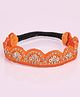 CHOKO Abstract Embroidered Sequins Embellished Headband - Orange Saffron & Black