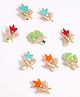 CHOKO Set Of 5 Floral Designed Stones Embellished Alligator Clips - Multi Colour