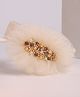 CHOKO Ruffle Detailed Pearl & Stone Embellished Headband - Peach Gold & Off White
