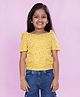 Kiddopanti Georgette Woven Half Puffed Sleeves Floral Printed Top - Yellow