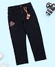 Kiddopanti Denim New York Patch Detailed Jeans With Boba Tea Keychain - Black & Orange