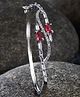 Zeneme Rhodium Plated Silver Toned AD Studded Cuff Bracelet-10 g