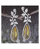 Zeneme Rhodium Plated Silver Toned Teardrop American Diamond Studded Earrings -13 g