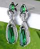 Zeneme Rhodium Plated Silver Toned American Diamond Studded Drop Earrings-6 g