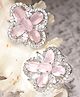 Zeneme Rhodium Plated Silver Toned Floral American Diamond Studded Stud Earrings- 5 g