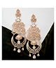 Zeneme Rose Gold Plated Teardrop AD Studded Dangler Earrings-26 g
