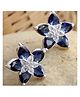 Zeneme Rhodium Plated Silver Toned AD Studded Floral Stud Earrings-8 g