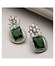 Zeneme Rhodium Plated Silver Toned Top Square AD Studded Stud Earrings- 7 g