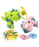 Elecart Dinosaur Flying Disc Launcher Set | 2 Guns + 10 Saucers + 2 Helicopter Tops | Fun Indoor & Outdoor Toy for Kids