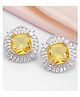 Zeneme Rhodium Plated Silver Toned American Diamond Stud Earrings-13 g