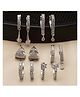 Zeneme Rhodium Plated Silver Toned Ad Studded 6 Pair of Hoop Earrings Combo-20 g