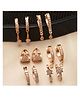 Zeneme Rose Gold Plated Ad Studded Minimal 6 Pair of  Earring Combo-20 g