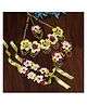 ZENEME Floral Haldi Jewellery Set With Matching Maang Tikka Earrings & Hathphool-48 g