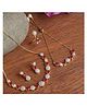Zeneme Gold Plated Red AD & Beaded Necklace Set with Earrings, Rings & Adjustable Bracelet-24 g