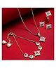 Zeneme Gold Plated Floral Design In Square Shaped Ad Pendant Set With Matching Earring Rings & Bracelet-24 g