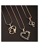 ZENEME Gold Plated Set of 3 Heart Shaped AD Studded Pendant Combo-24 g