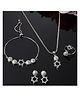 Zeneme Rhodium Halo Star Pendant Set with Matching Earrings, Rings & Adjustable Bracelet-22 g