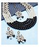 Zeneme Gold Plated Pearl Beaded & Kundan Studded Traditional Jewellery Set With Matching Maang Tikka & Earrings-213 g