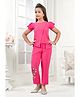 Lei-Chie Viscose Rayon Woven Half Puffed Sleeves Floral Embroidered Coordinating Top & Pant Set - Pink
