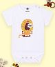 The Mom Store Cotton Knit Half Sleeves Dinner Time Text & Baby Lion Printed Onesie - White