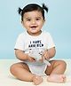 The Mom Store Cotton Knit Half Sleeves I Have Arrived Text & Aeroplane Printed Onesie - White