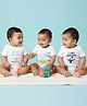 The Mom Store Cotton Knit Pack Of 3 Half Sleeves Animals & Typography Printed Onesie - White