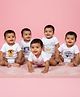The Mom Store Cotton Knit Pack Of 5 Half Sleeves Aeroplane & Typography Printed Onesies - White