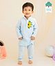 Keebee Organics Organic Cotton Woven Full Sleeves Sunflower Embroidered Kurta Pyjama Set - Baby Blue