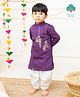 Keebee Organics Organic Cotton Woven Full Sleeves Floral & Birds Embroidered Kurta Patiala Set - Purple