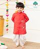 Keebee Organics Organic Cotton Woven Full Sleeves Floral Embroidered Kurta Patiala Set - Red