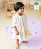 Keebee Organics Organic Cotton Woven Three Fourth Sleeves Floral Embroidered Dress - White