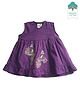 Keebee Organics Organic Cotton Woven Sleeveless Floral & Birds Embroidered Dress - Purple