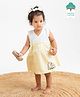 Keebee Organics Organic Cotton Woven Sleeveless Elephant Embroidered Dress - Yellow & White