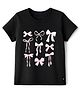 Kookie Kids Single Jersey Knit Half Sleeves T-Shirt with Bow Print - Black