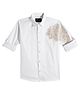 Charchit Cotton Lycra Woven Full Sleeves Lion Embroidered Shirt - White