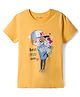Kookie Kids Single Jersey Knit Half Sleeves T-Shirt with Doll & Best Friend Ever Text Print - Yellow