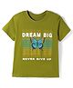 Kookie Kids Single Jersey Knit Half Sleeves T-Shirt with Butterfly & Dream Big Text Print - Green