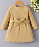 Mark & Mia Cotton Blend Full Sleeves Solid Winter Frock with Belt - Khaki