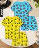 Trampoline Cotton Knit Pack Of 2 Half Sleeves Bees & Construction Vehicles Printed Tee With Coordinating Shorts Set - Yellow & Blue