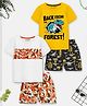 Trampoline Cotton Knit Pack Of 2 Half Sleeves Camouflage & Dinosaur Printed Tee With Coordinating Shorts Set - Multi Colour
