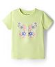 Kookie Kids Single Jersey Knit Half Sleeves T-Shirt with Floral & Butterfly Print - Limegreen