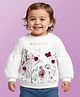 Babyoye 100% Cotton Knit Full Sleeves Sweatshirt With Floral Print & Applique - White
