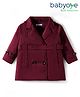 Babyoye Woven Full Sleeves Solid Dyed Overcoat - Wine