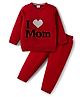 Babyhug Knit Full Sleeves Sweater Set with I love Mom Text Print - Red