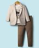 Dapper Dudes Life Can Be Tough But So You Are Text Printed Tee & Pant With Full Sleeves Blazer Set - Fawn