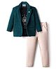 Dapper Dudes American Made Text Printed Tee & Trousers With Full Sleeves Blazer Set - Bottle Green