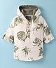 Dapper Dudes Full Sleeves Floral Printed Kurta Style Hooded Shirt - Olive Green