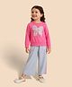 Tiara Cotton Jersey Knit Full Sleeves Bow Embroidered Top & Palazzo Set - Pink